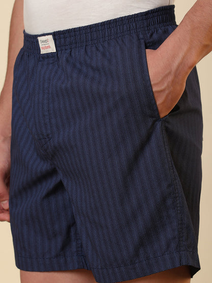 Sleepz Men Blue Printed Regular Fit Cotton Boxer