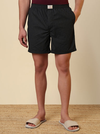 Sleepz Men Black Printed Regular Fit Cotton Boxer