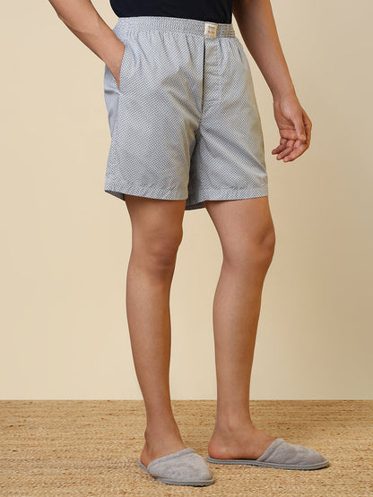 Sleepz Men White Printed Regular Fit Cotton Boxer