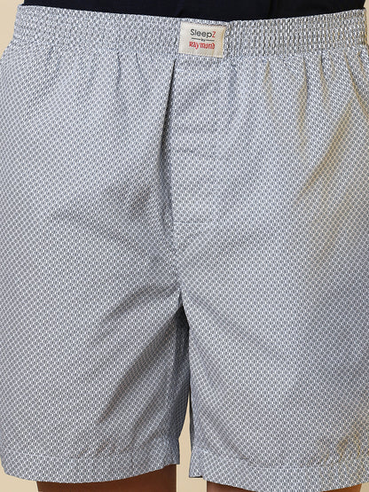 Sleepz Men White Printed Regular Fit Cotton Boxer