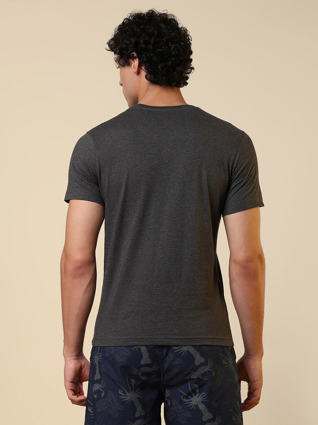 Sleepz Men Grey Solid Regular Fit Cotton T-Shirt
