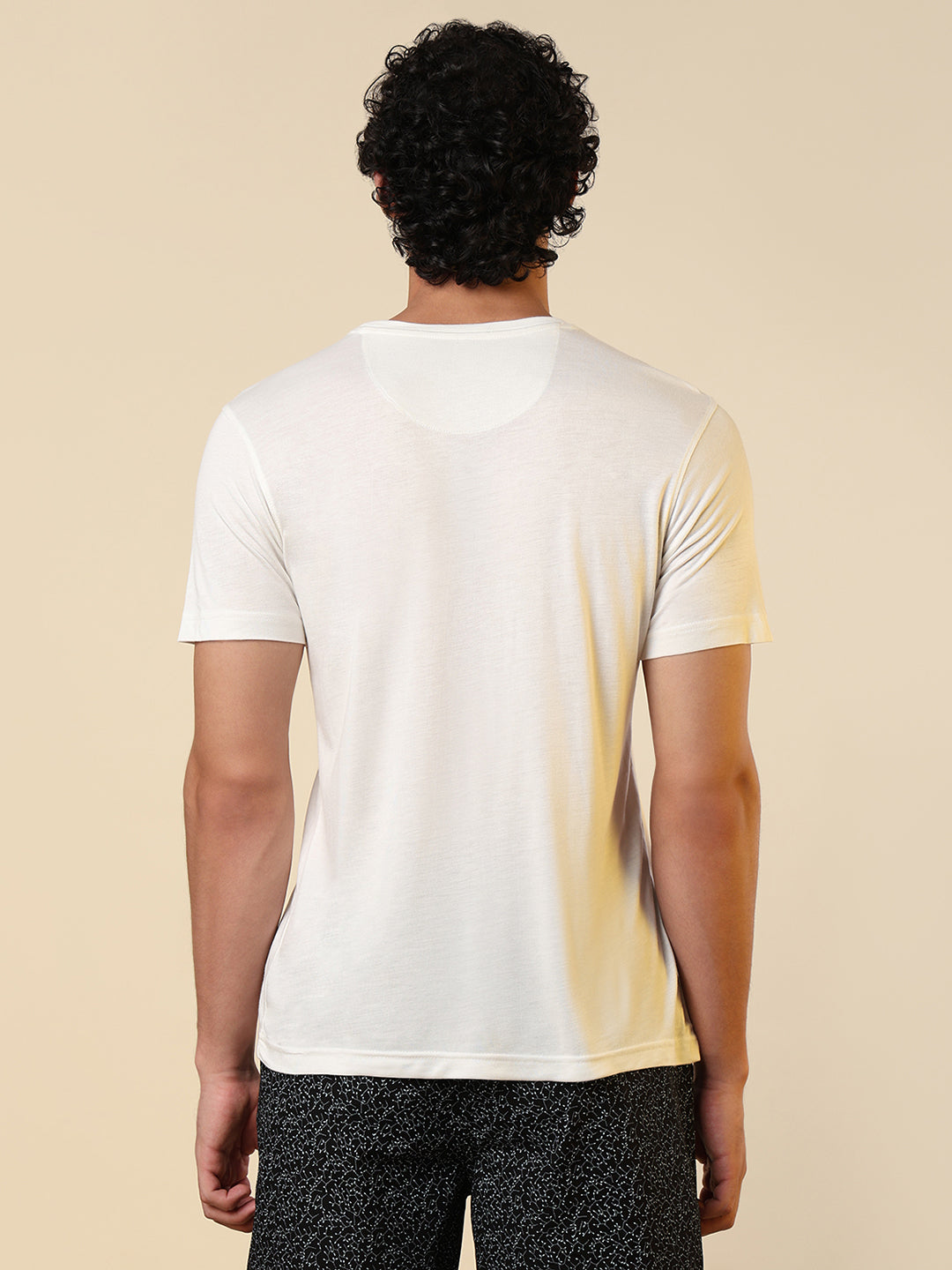 Sleepz Men White Solid Regular Fit Cotton T-Shirt
