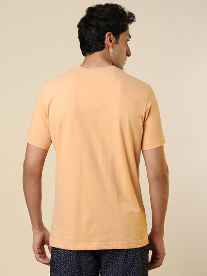 Sleepz Men Orange Solid Regular Fit Cotton T-Shirt