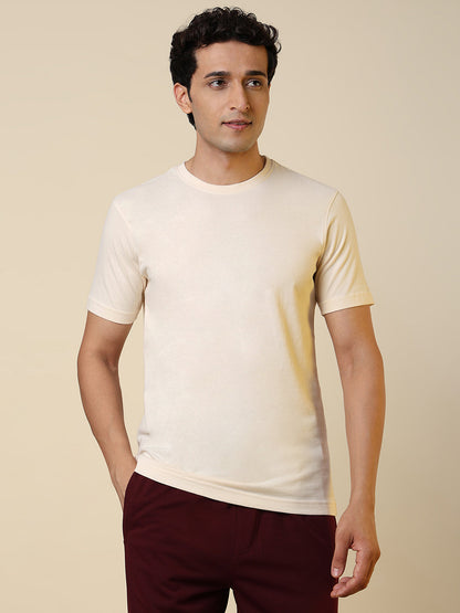 Sleepz Men Brown Solid Regular Fit Cotton T-Shirt