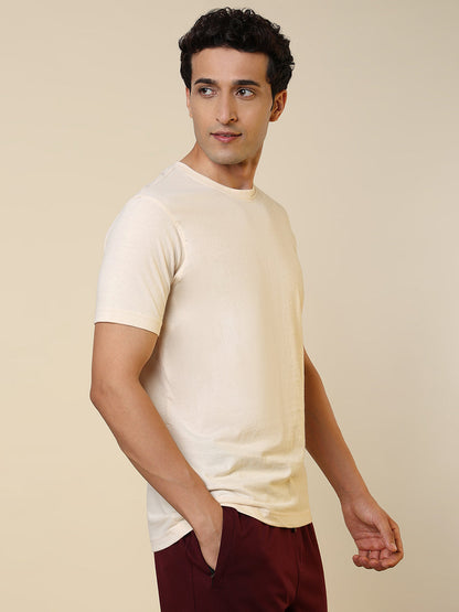 Sleepz Men Brown Solid Regular Fit Cotton T-Shirt