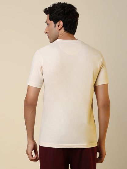 Sleepz Men Brown Solid Regular Fit Cotton T-Shirt