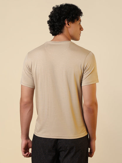 Sleepz Men Brown Solid Regular Fit Cotton Blend T-Shirt