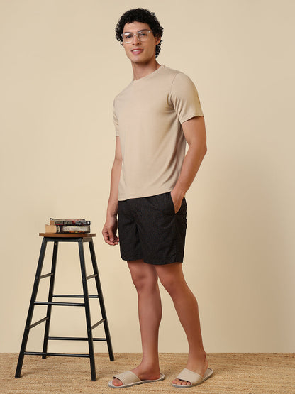 Sleepz Men Brown Solid Regular Fit Cotton Blend T-Shirt