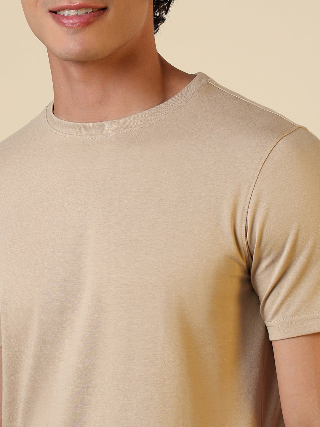 Sleepz Men Brown Solid Regular Fit Cotton Blend T-Shirt