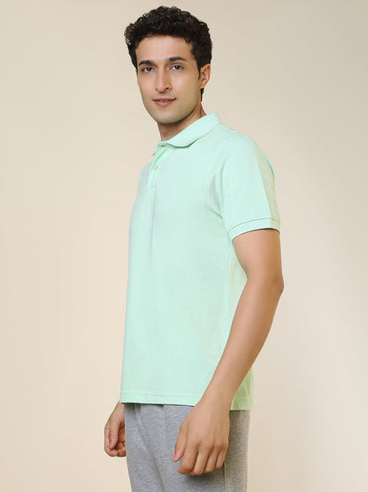 Sleepz Men Green Solid Regular Fit Cotton T-Shirt