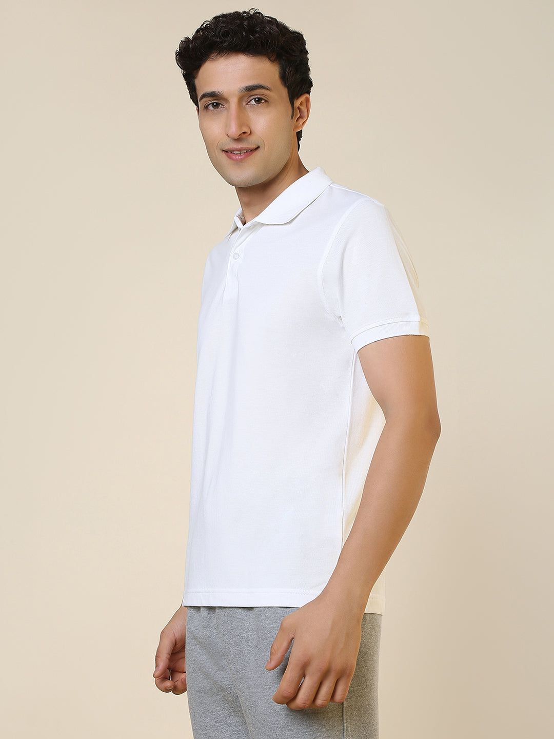 Sleepz Men White Solid Regular Fit Cotton T-Shirt