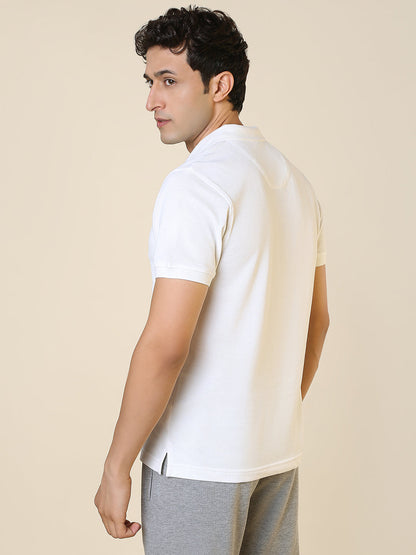Sleepz Men White Solid Regular Fit Cotton T-Shirt