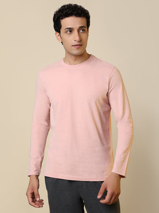 Sleepz Men Orange Solid Regular Fit Cotton T-Shirt