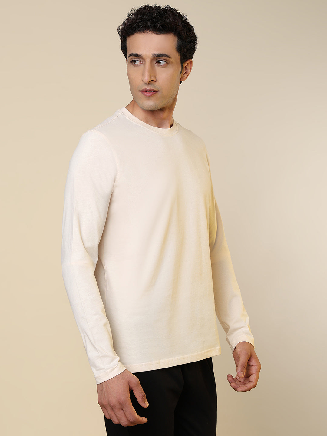 Sleepz Men Brown Solid Regular Fit Cotton T-Shirt