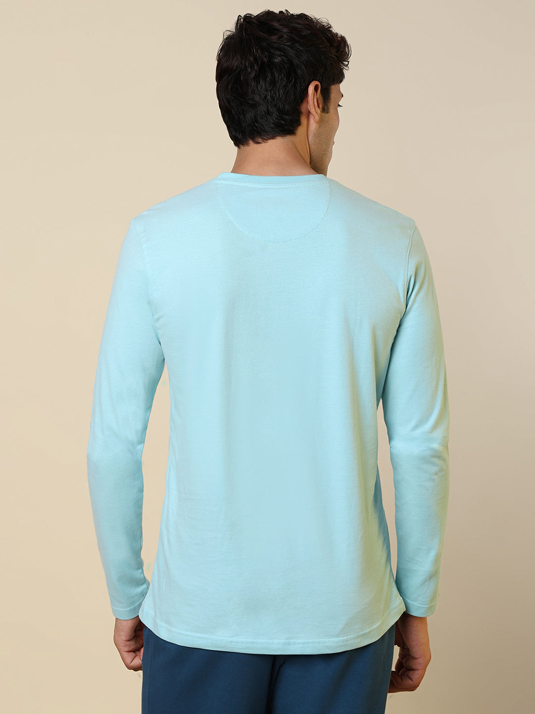 Sleepz Men Green Solid Regular Fit Cotton T-Shirt