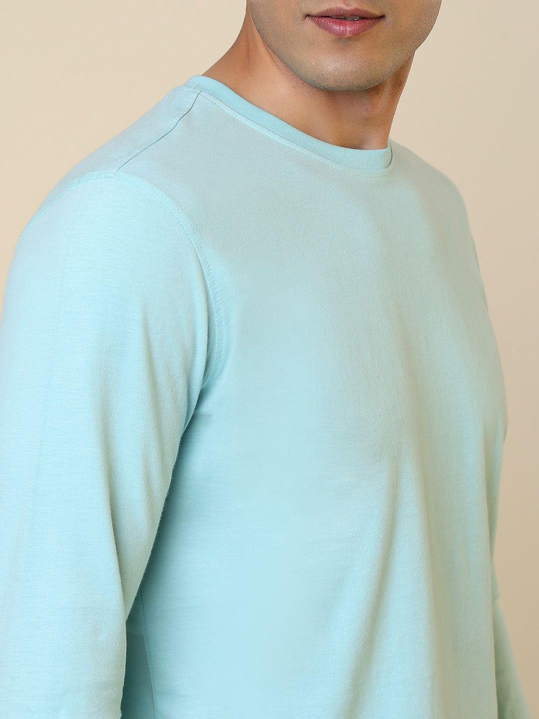 Sleepz Men Green Solid Regular Fit Cotton T-Shirt