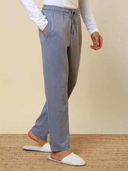 Sleepz Men Blue Solid Regular Fit Cotton Blend Trackpant      