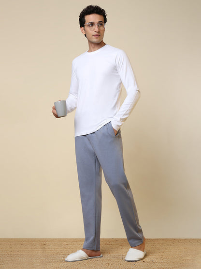 Sleepz Men Blue Solid Regular Fit Cotton Blend Trackpant      
