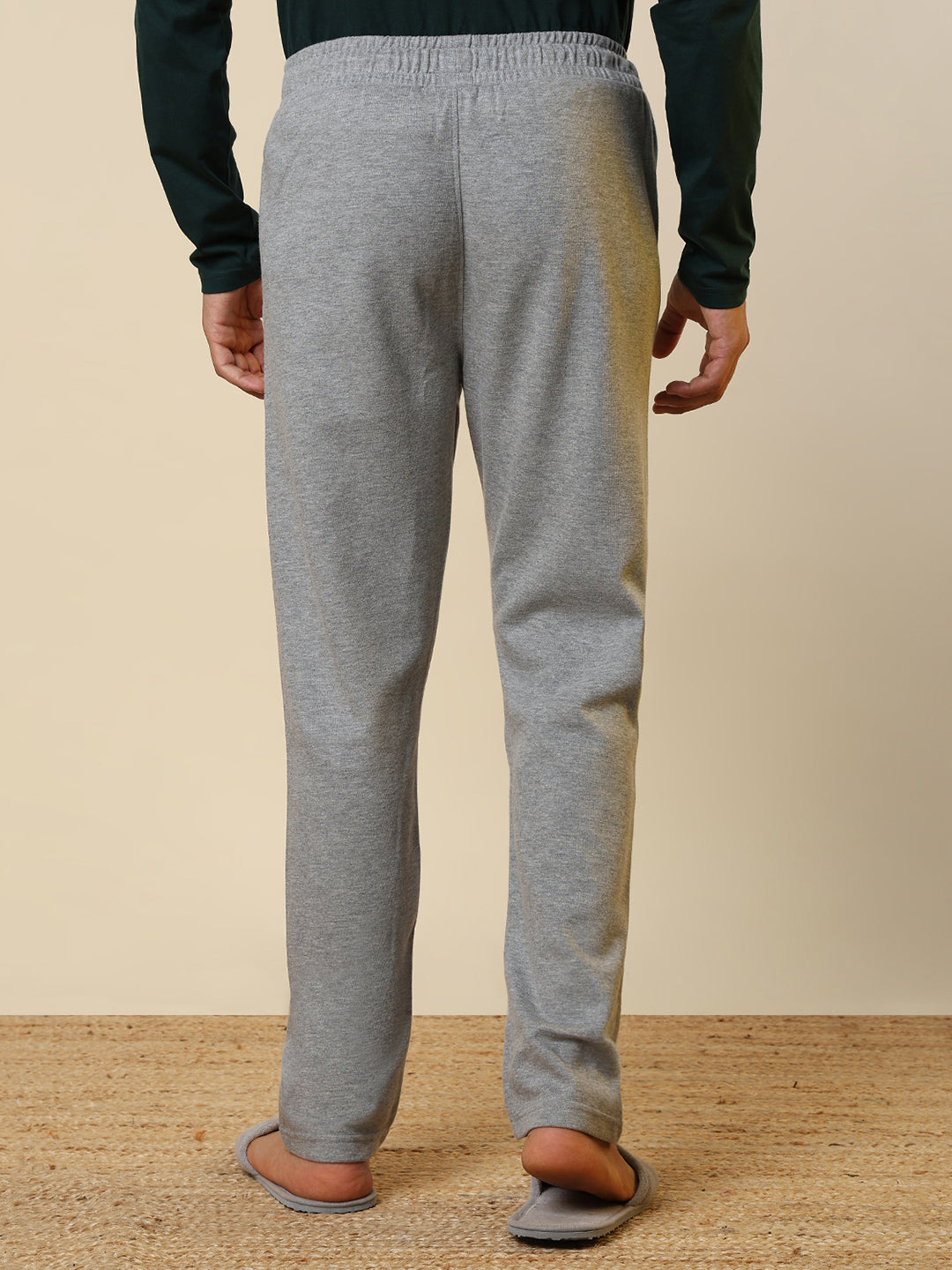 Sleepz Men Grey Solid Regular Fit Cotton Blend Trackpant      