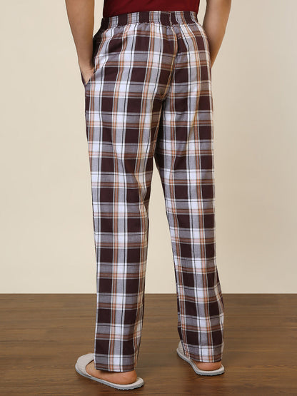 Sleepz Men Maroon Checks Regular Fit Cotton Pyjama