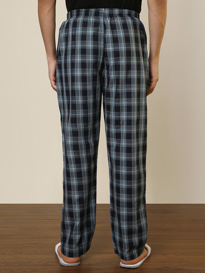 Sleepz Men Black Checks Regular Fit Cotton Pyjama