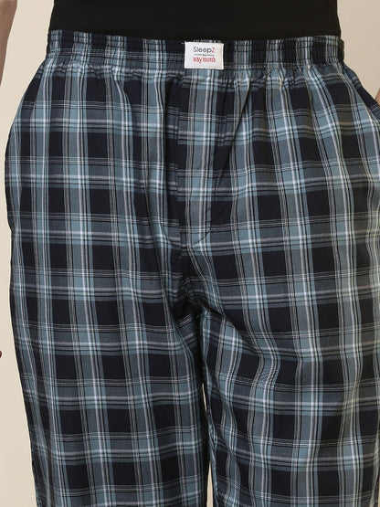 Sleepz Men Black Checks Regular Fit Cotton Pyjama