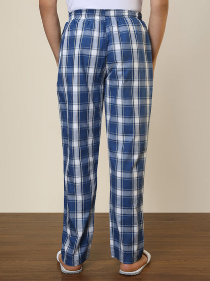 Sleepz Men Blue Checks Regular Fit Cotton Pyjama