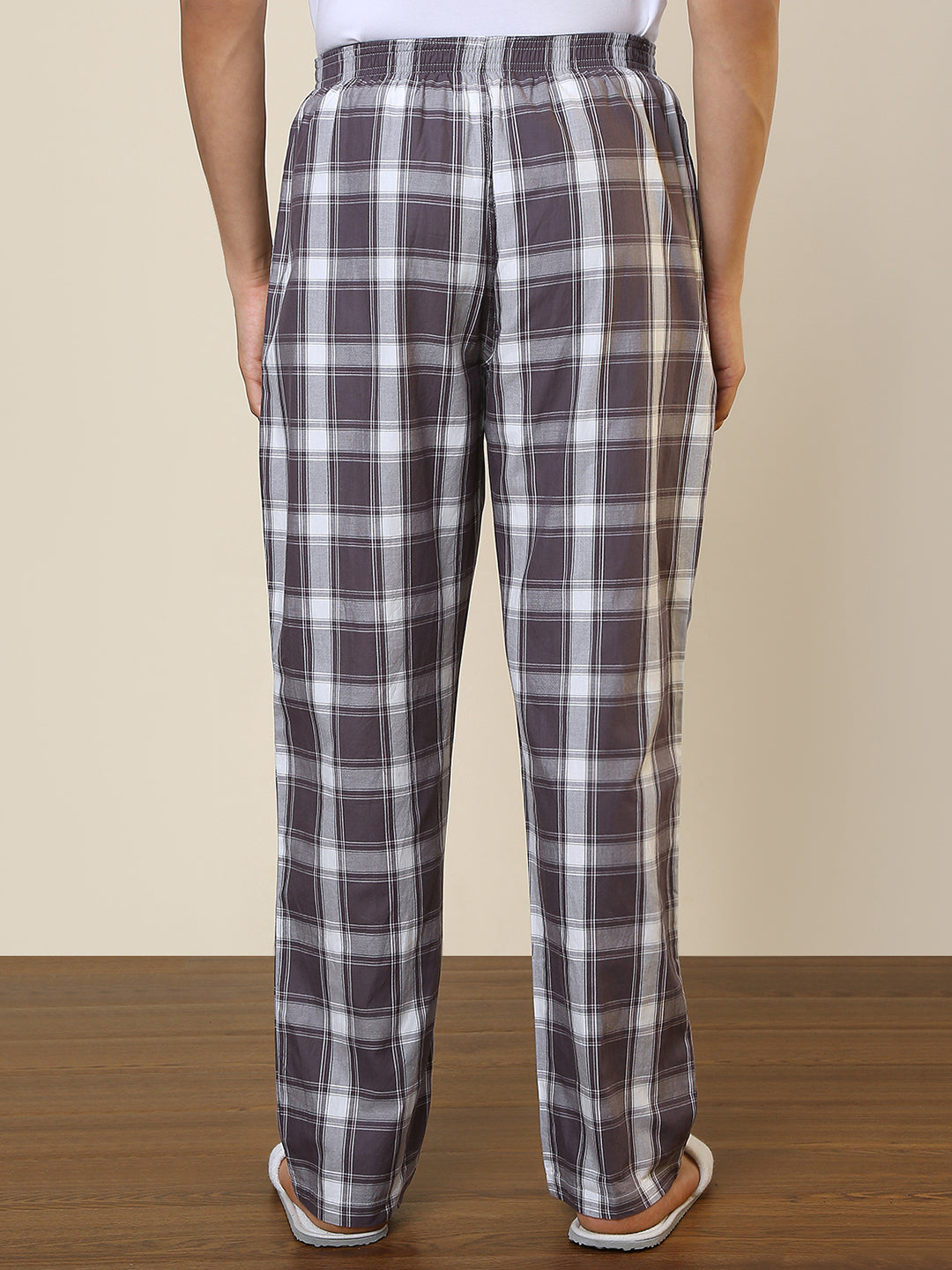 Sleepz Men Brown Checks Regular Fit Cotton Pyjama