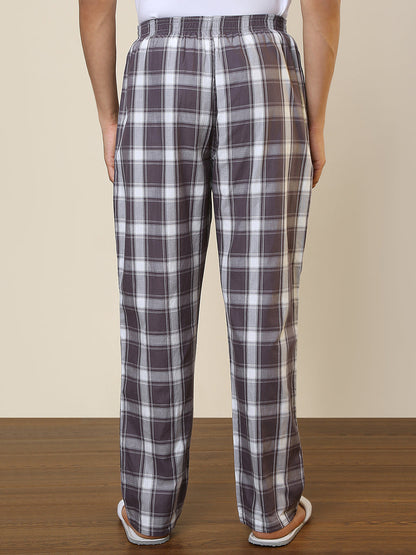 Sleepz Men Brown Checks Regular Fit Cotton Pyjama