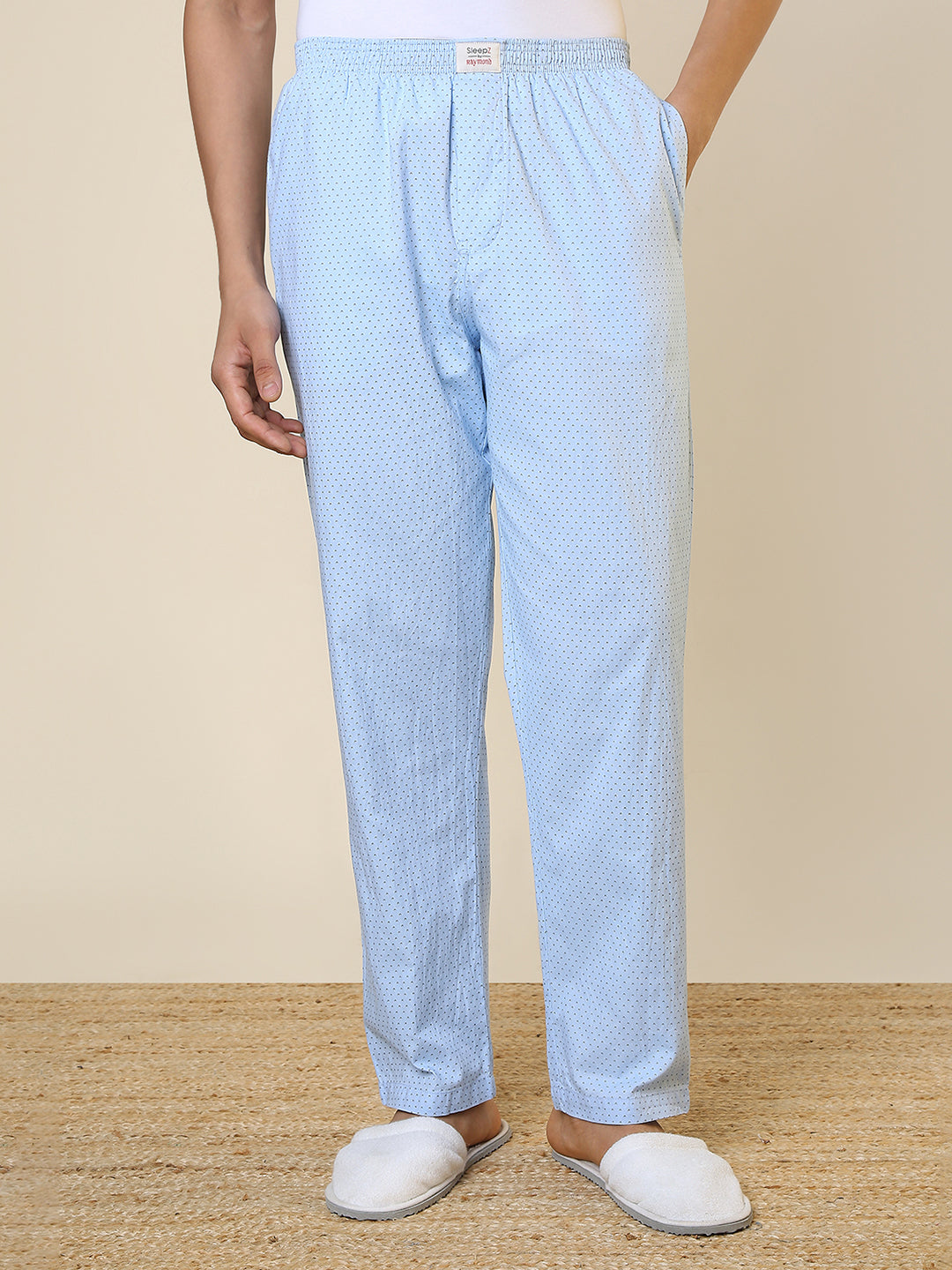 Sleepz Men Blue Printed Regular Fit Cotton Pyjama