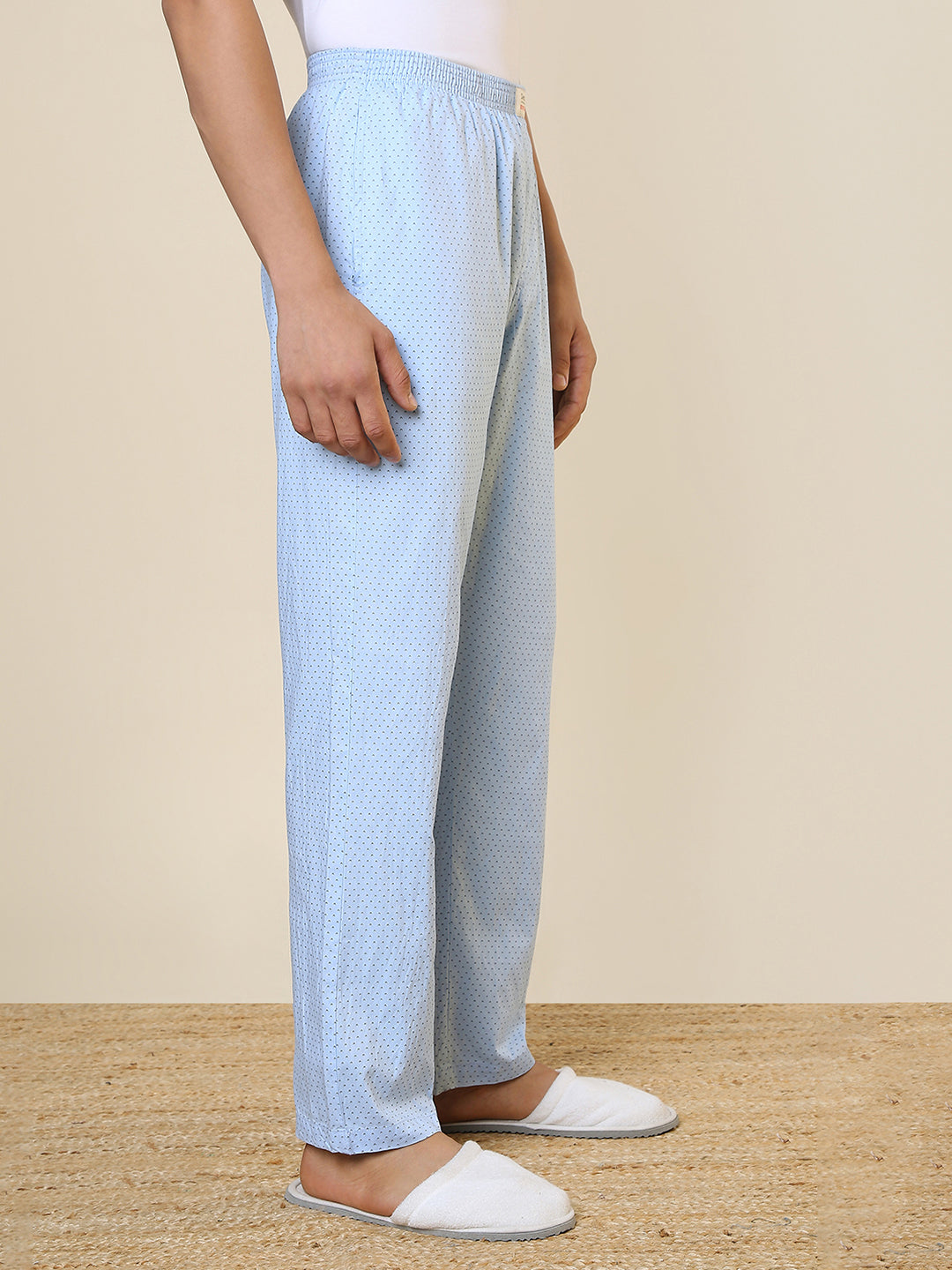 Sleepz Men Blue Printed Regular Fit Cotton Pyjama