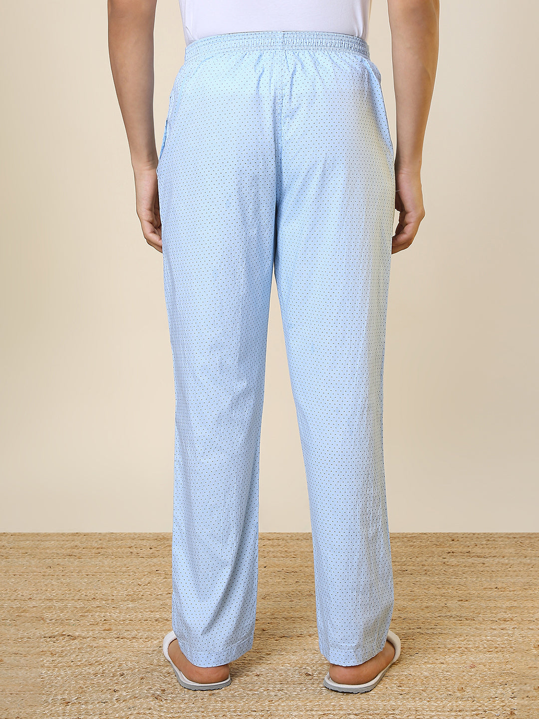 Sleepz Men Blue Printed Regular Fit Cotton Pyjama