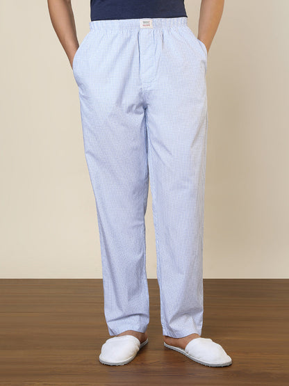 Sleepz Men Blue Printed Regular Fit Cotton Pyjama