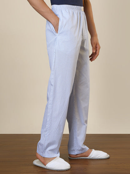 Sleepz Men Blue Printed Regular Fit Cotton Pyjama