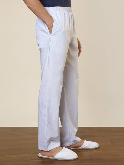 Sleepz Men Blue Printed Regular Fit Cotton Pyjama