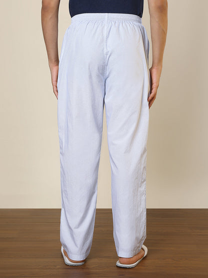 Sleepz Men Blue Printed Regular Fit Cotton Pyjama