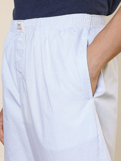 Sleepz Men Blue Printed Regular Fit Cotton Pyjama