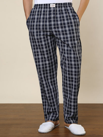 Sleepz Men Blue Checks Regular Fit Cotton Pyjama