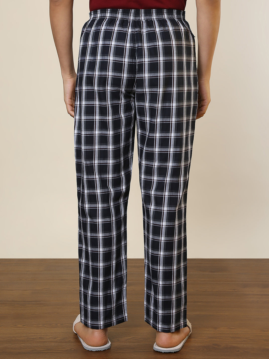 Sleepz Men Blue Checks Regular Fit Cotton Pyjama