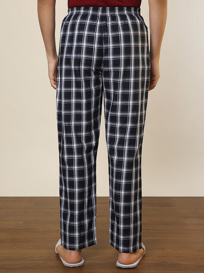 Sleepz Men Blue Checks Regular Fit Cotton Pyjama