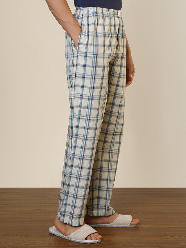 Sleepz Men Brown Checks Regular Fit Cotton Pyjama