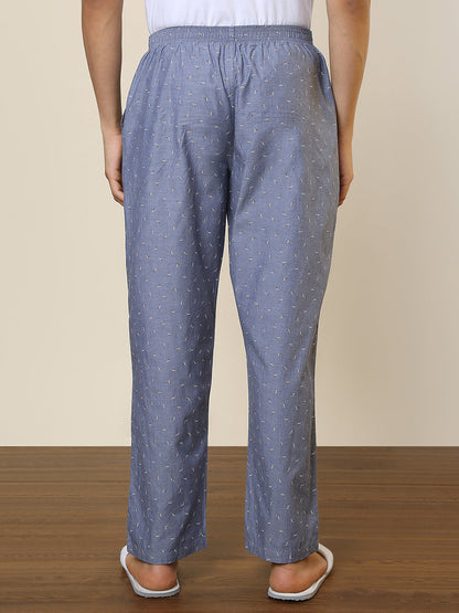 Sleepz Men Grey Printed Regular Fit Cotton Pyjama