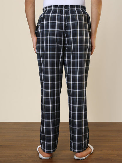 Sleepz Men Blue Checks Regular Fit Cotton Pyjama