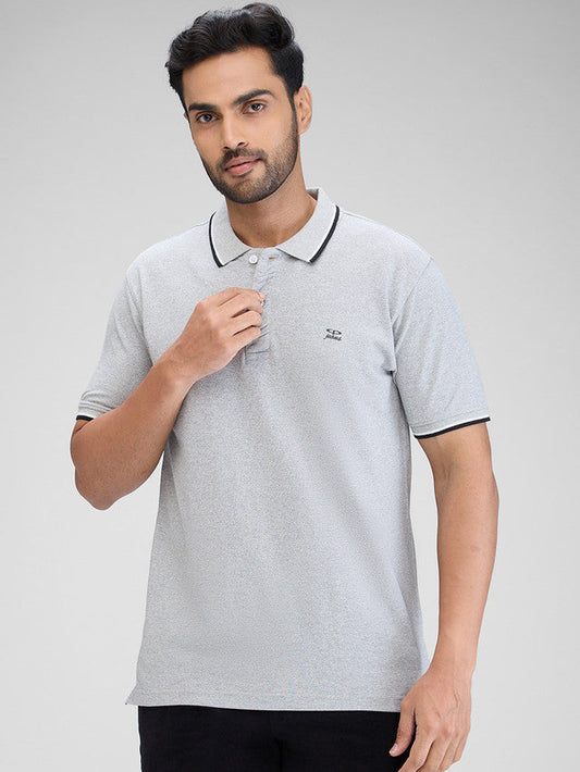 Colorplus Grey Solid Regular Fit Cotton T-Shirt