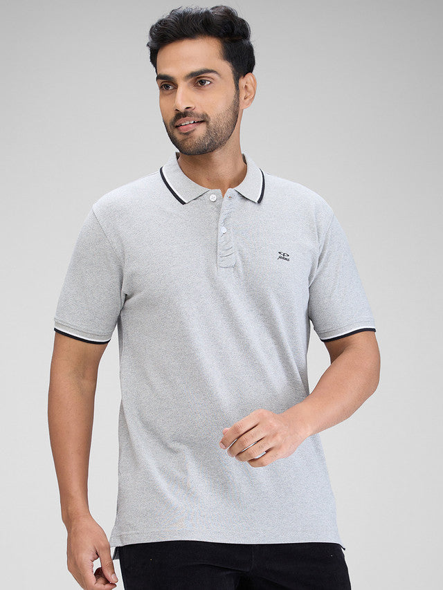 Colorplus Grey Solid Regular Fit Cotton T-Shirt