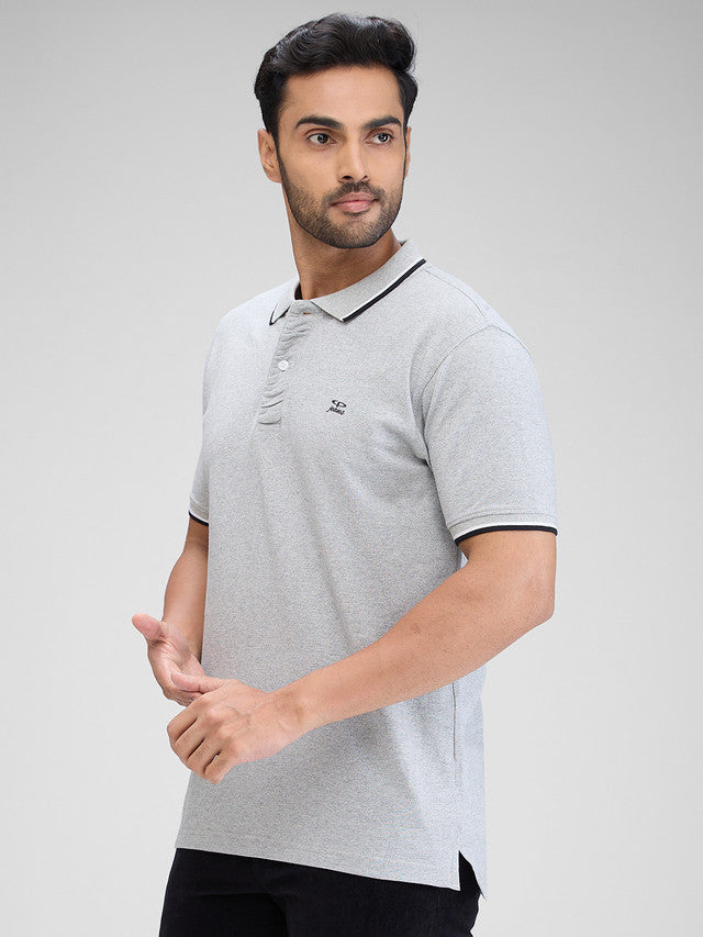 Colorplus Grey Solid Regular Fit Cotton T-Shirt