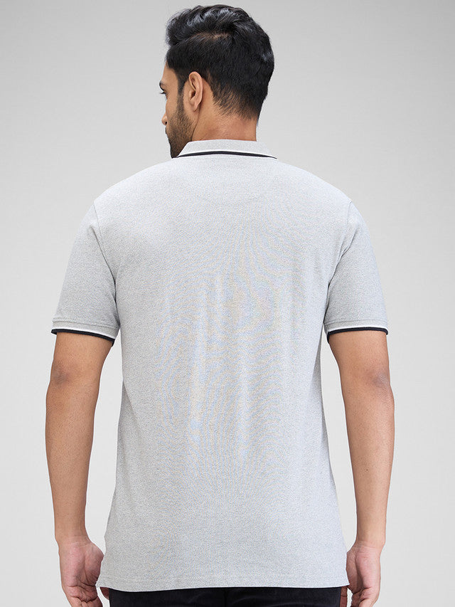 Colorplus Grey Solid Regular Fit Cotton T-Shirt