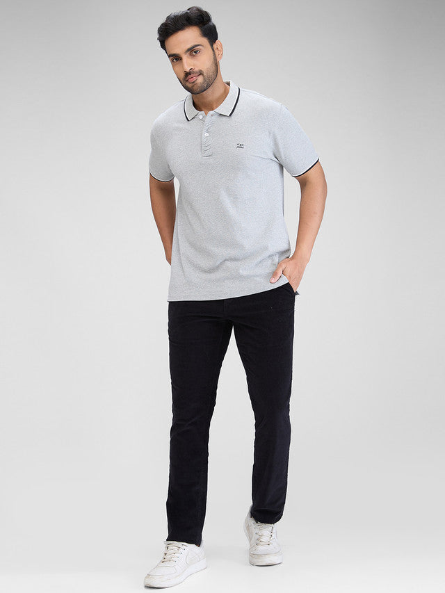 Colorplus Grey Solid Regular Fit Cotton T-Shirt