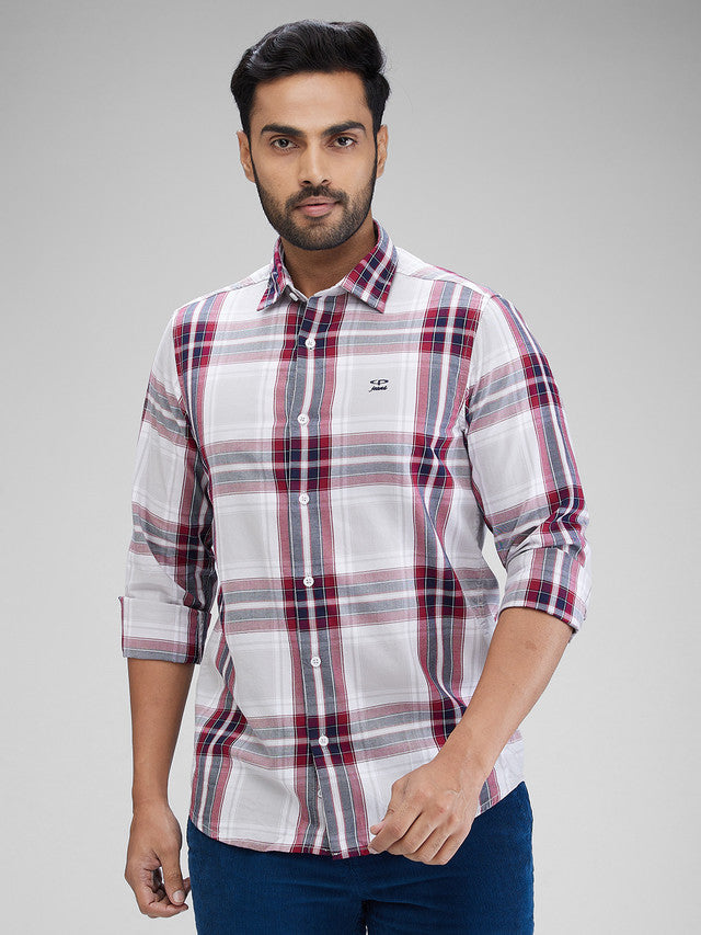 Colorplus Red Checks Contemporary Fit Cotton Casual Shirt