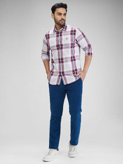 Colorplus Red Checks Contemporary Fit Cotton Casual Shirt